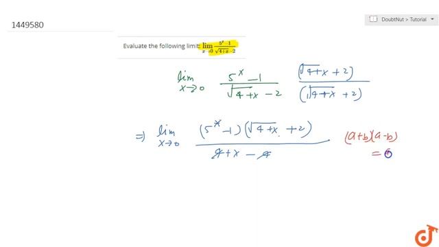 Evaluate the following limit: `(lim)_(x-mt0)(5^x-1)/(sqrt(4+x)-2)` смотреть онлайн