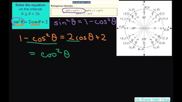 Solve the Trig equation sin^2 x = 2 cos x + 2 on the interval [0, 2pi) смотреть онлайн