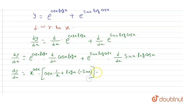 Find `(dy)/(dx)`, when `y=x^(cosx)+(cosx)^(sin x)` смотреть онлайн