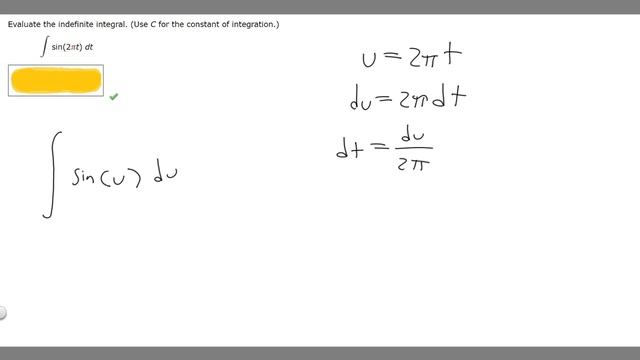 Evaluate the indefinite integral. (Use C for the constant of integration.)sin(2πt) dt смотреть онлайн