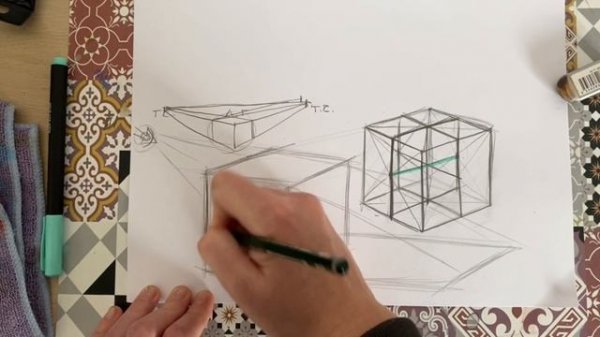 Рисуем куб. Построение и штриховка куба. Часть 2