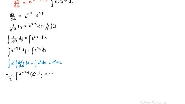 dy/dx=e^(3x+2y); Ecuación Diferencial de Variables Separables, con solución implícita y explicita смотреть онлайн