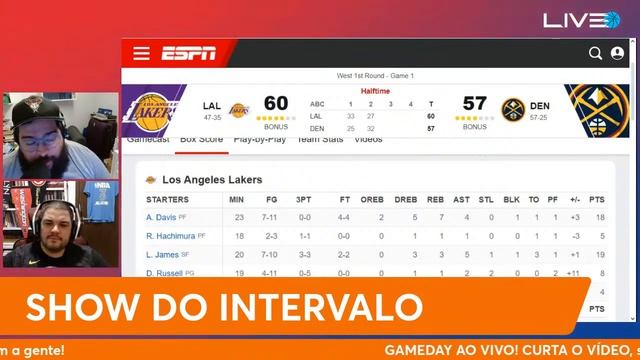 NBA PLAYOFFS AO VIVO - DENVER NUGGETS X LOS ANGELES LAKERS - JOGO 1 | Nikola Jokic x LeBron James смотреть онлайн