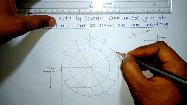 how to draw/construct an ellipse by concentric circle method[HINDI] смотреть онлайн