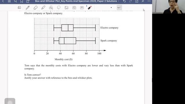Box and Whisker Plot Key Points And Specimen 2020, Paper 2, Q24 смотреть онлайн