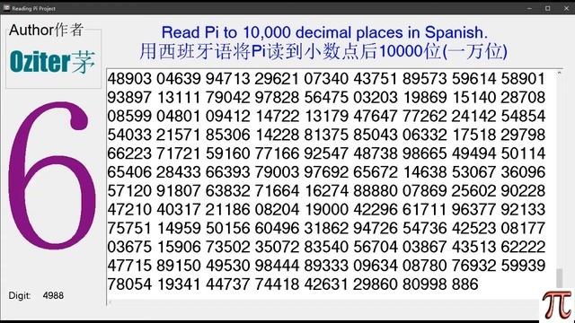 西班牙语读Pi到小数点后10000位(一万位)Read Pi In Spanish for 10,000 digits смотреть онлайн