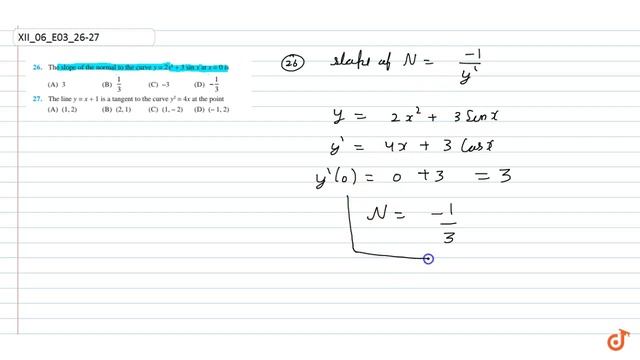 The line `y = x + 1` is a tangent to the curve `y^2=4x` at the point (A) `(1, 2)` (B)`(2, 1)` (C... смотреть онлайн