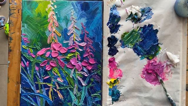 how to paint flowers Ivan tea in the style of graphic impressionism смотреть онлайн