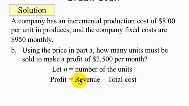 Perimeter, Value, Mixture, and Break-even Problems Involving Sytems Part 5 смотреть онлайн