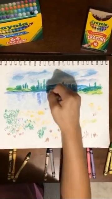 Art Timelapse: Monet, with crayons! #shorts смотреть онлайн