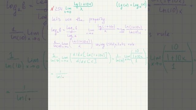 #254 Lg(1+10x)/x [Demidovich] смотреть онлайн