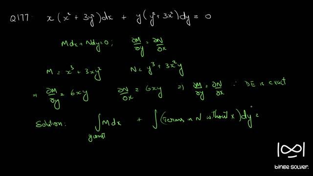 Q177 Find solution : x(x^2+3y^2)dx + y(y^2+3x^2)dy = 0 смотреть онлайн