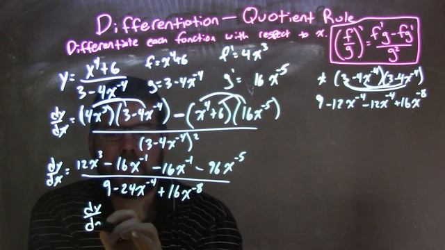 Differentiate with respect to x: y=(x^4+6)/(3-4x^-4) смотреть онлайн