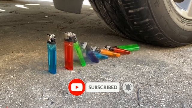 машина давит зажигалки интересный эксперимент!Crushing crunchy&Soft things by car! Car vs Lighter смотреть онлайн