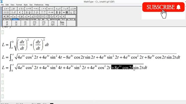 Arc Length of Parametric Curve: x = e^(2t)cos(2t) ; y = e^(2t)sin(2t) ; t varies from 0 to Pi смотреть онлайн