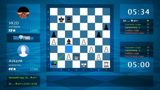 Анализ шахматной партии: AskarM - VK2D, 1-0 (по ChessFriends.com) смотреть онлайн
