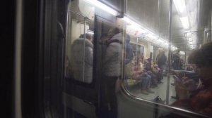 Russia, Moscow, metro night ride from Чка́ловская to Добры́нинская