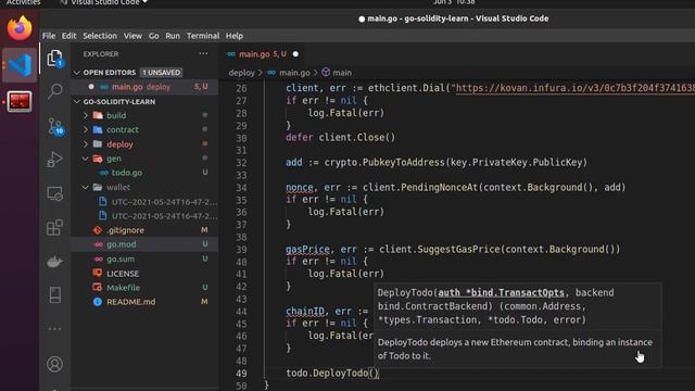 12-Deploy a smart contract to a test an Ethereum test network using Golang смотреть онлайн