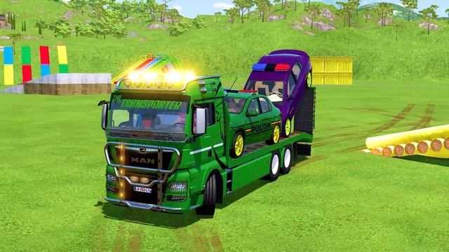 TRANSPORTING VOLKSWAGEN PICKUP and DACIA SEDAN CARS ! Farming Simulator 22 смотреть онлайн