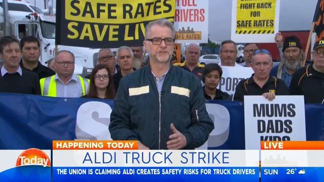 Today: Aldi truck drivers protest смотреть онлайн