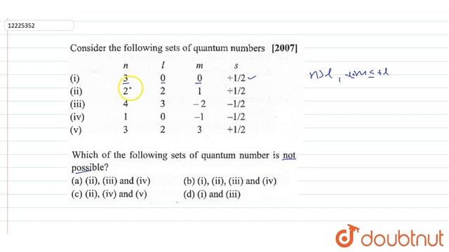 Consider the following sets of quantum numbers. (i) `{:(n,l,m,s,),(3,0,0,+1//2,):}` (ii) `{:(n,l,m, смотреть онлайн