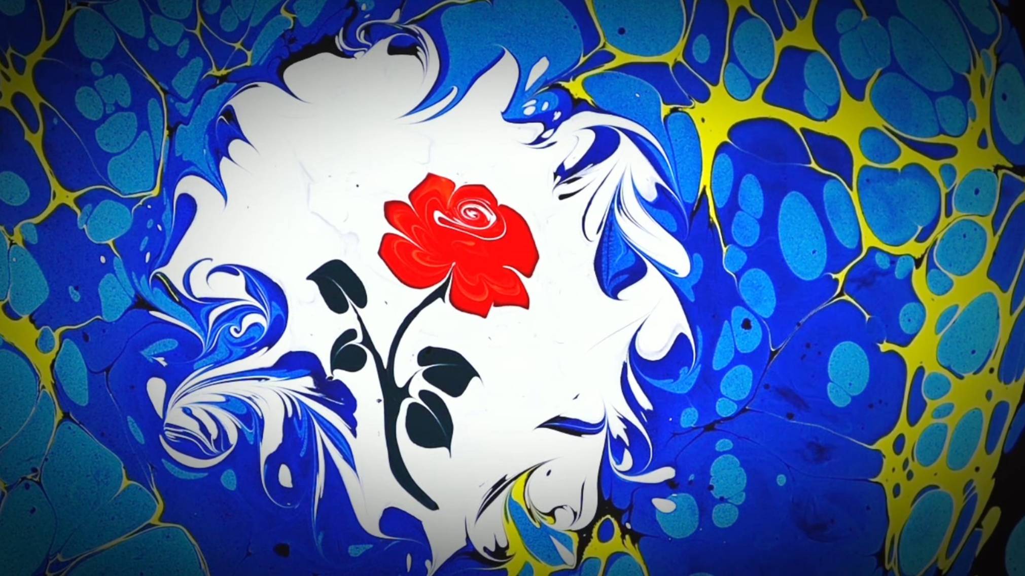 Роза и солнце. Эбру шоу. Техника рисования на воде, эбру. смотреть онлайн