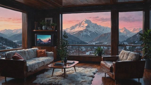 Winter morning lo-fi, chill beats, snowy mountains view смотреть онлайн