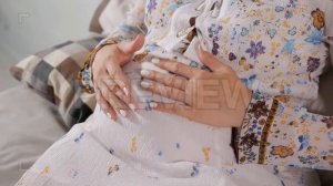 Pregnant Woman Stroking Belly Stock Video