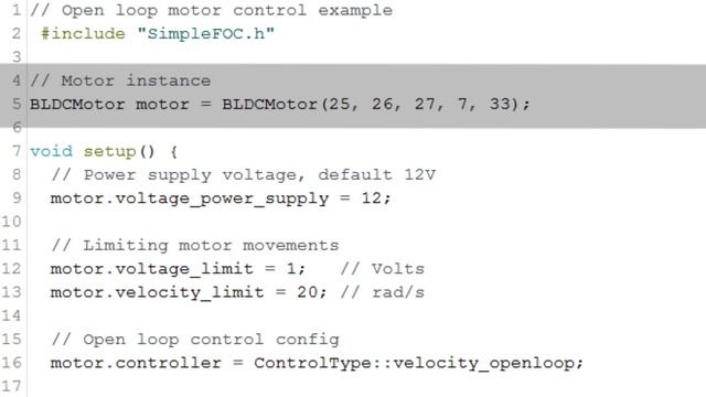 SimpleFOC - Open loop velocity control demo (ESP32) смотреть онлайн