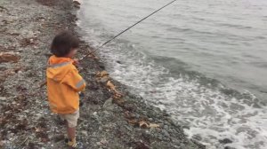 Рыбалка на Сахалине, первая Горбуша сына.