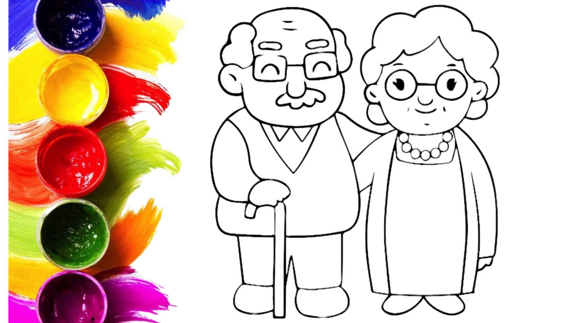Как нарисовать и раскрасить бабушку и дедушку, рисунки для срисовки смотреть онлайн