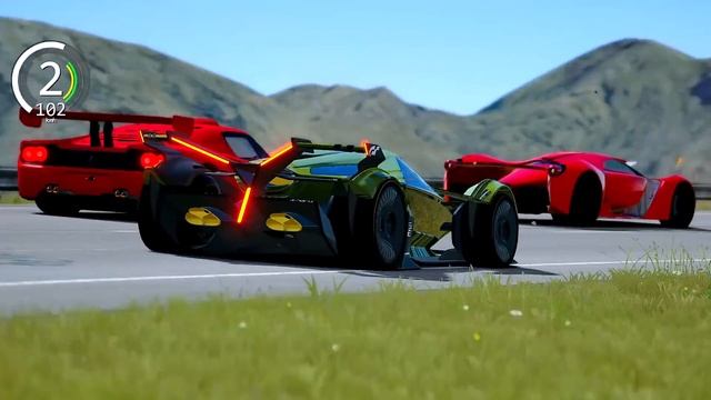 Lamborghini V12 Vision GT vs Ferrari Hypercars at Highlands смотреть онлайн
