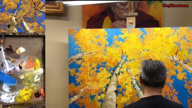 How to paint a dramatic Aspen Trees painting смотреть онлайн