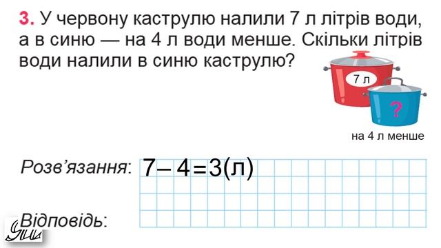 Математика 1 клас О.Істер Урок 62. Місткість. Літр. Знаходження значень виразів смотреть онлайн