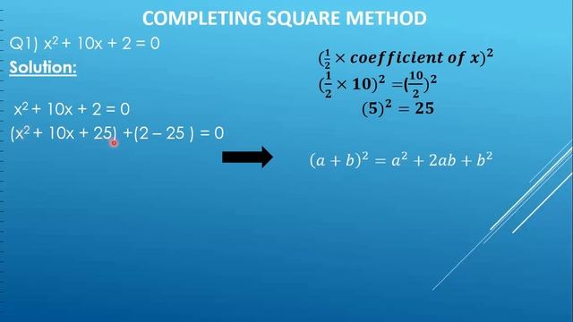Quadratic equations | Completing square method | x²+10x+2=0 смотреть онлайн