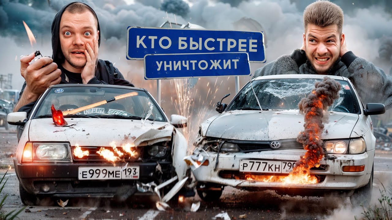 КТО БЫСТРЕЕ УНИЧТОЖИТ ТАЧКУ? Юра Волков vs НИКИТОС! (360p) смотреть онлайн