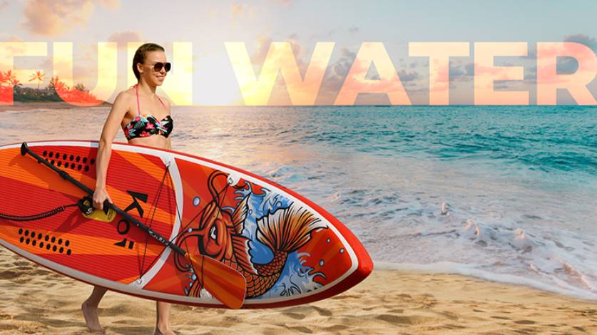 Сапборд Funwater feath-r-lite koi 11.6 - распаковка смотреть онлайн