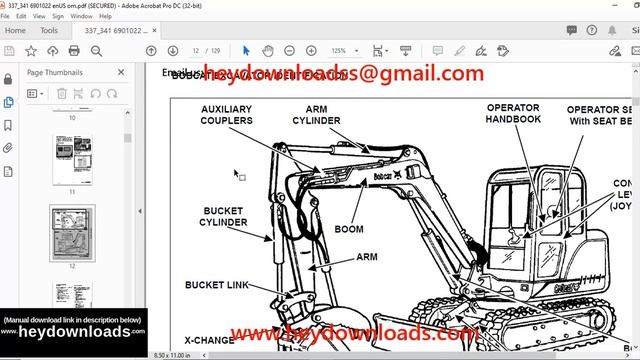 Bobcat Compact Excavator 337 341 Operation & Maintenance Manual 6901022 смотреть онлайн