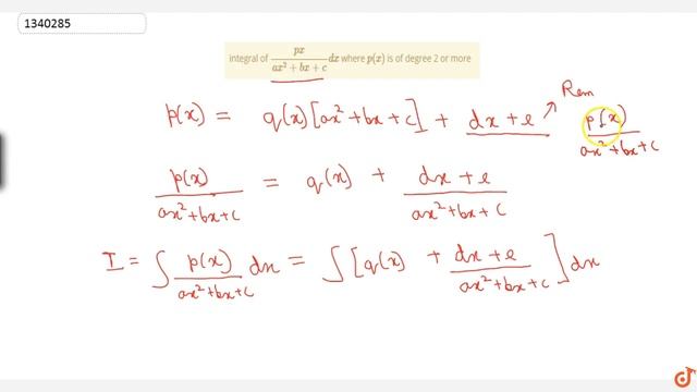 integral of ` (px) / (ax^2 + bx + c) dx` where `p(x)` is of degree 2 or more смотреть онлайн
