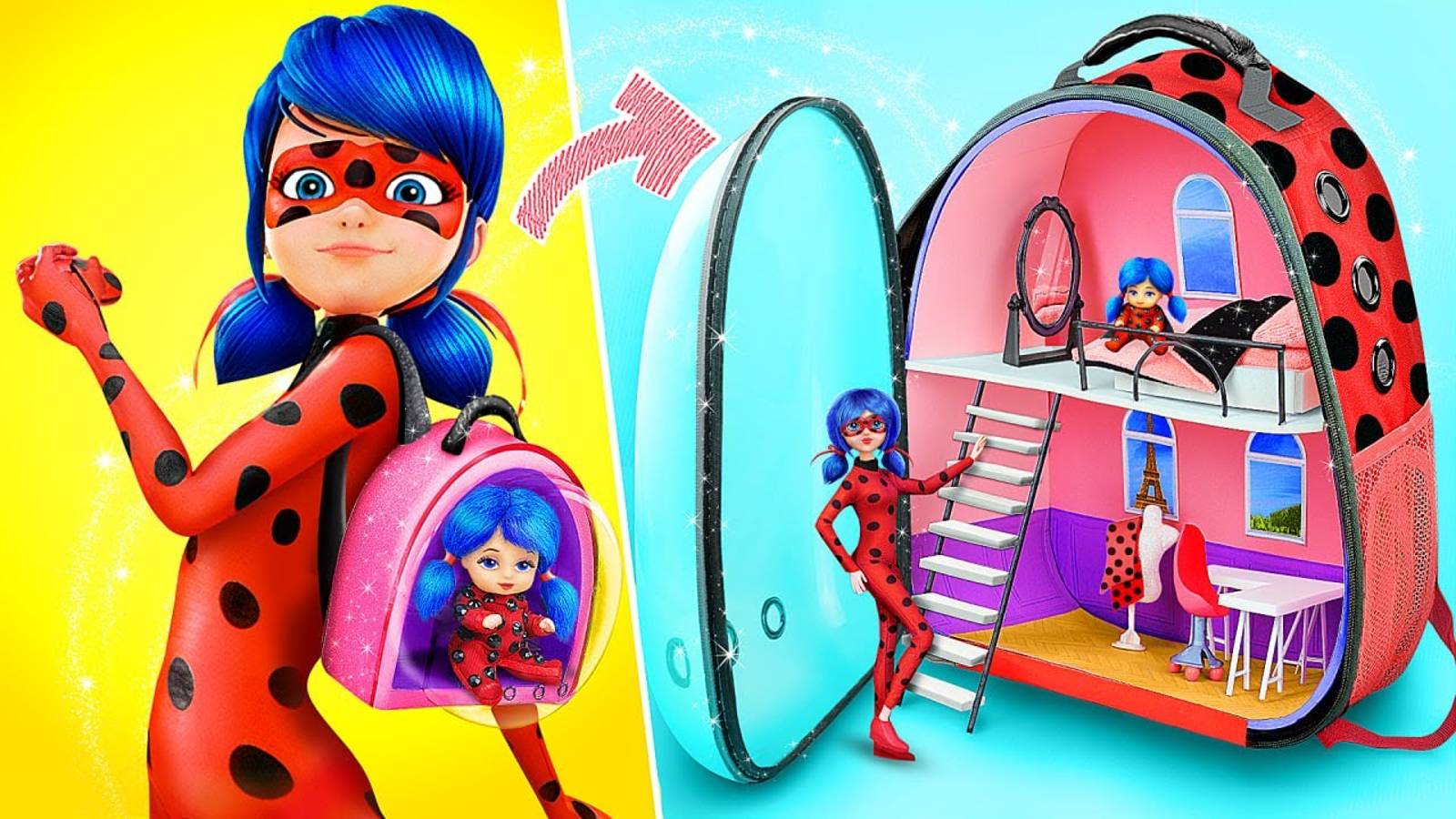 Домик в рюкзаке для Леди Баг - 30 идей для кукол смотреть онлайн