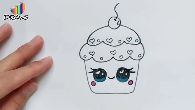 Как нарисовать милый кекс/ how to draw a cute cupcake смотреть онлайн
