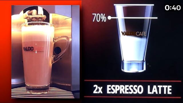 Így készül az dupla Espresso Latte a Valdo Cafe Lumina babkávé automata kávégéppel смотреть онлайн