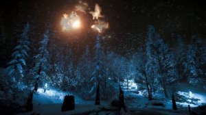 Снежная буря с зимним штормом при сильном извержении вулкана