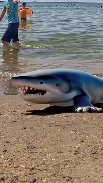 Анапа. Акула выбежала из моря на пляж😂 смотреть онлайн