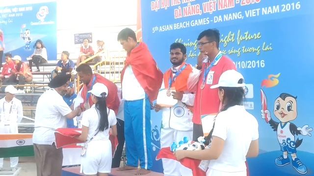 Purimitla Manoj sai at Medal ceremony of 5th ASIAN BEACH GAMES смотреть онлайн