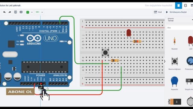 TINKERCAD CIRCUITS ARDUINO - BUTON İLE LED YAKMAK смотреть онлайн