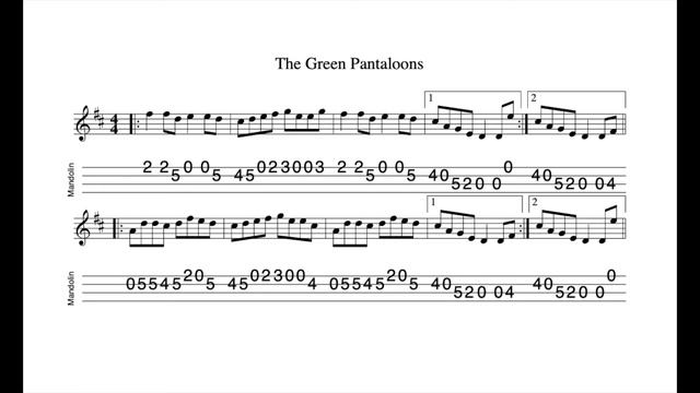 The Green Pantaloons - a reel in D Major tabbed for mandolin and played by Aidan Crossey смотреть онлайн