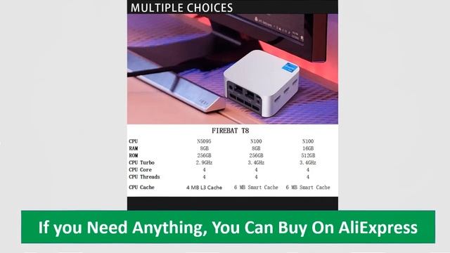 FIREBAT T8 Pro Plus Mini PC Intel Celeron N5095 N100 Desktop Gaming Computer 8GB смотреть онлайн