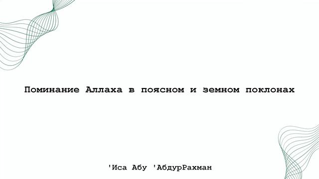 Поминание Аллаха в поясном и земном поклонах | Шейх Иса Абу абд ар-Рахман смотреть онлайн