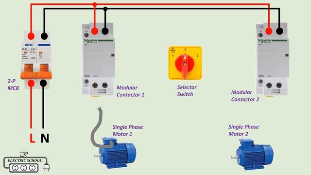 2й переключатель двигателей с модульной схемой подключения контактора смотреть онлайн
